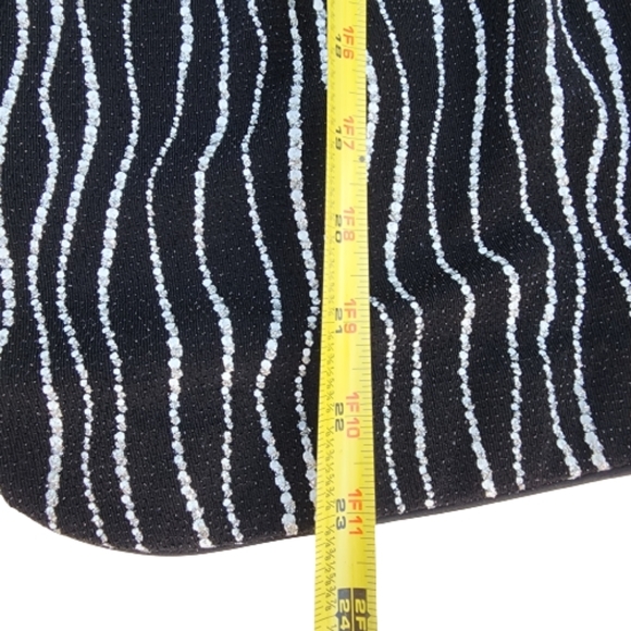 Alex Evenings Metallic Wave Stripe Black Zip-Up Long Sleeve Mob Wife Cardigan - Picture 2 of 8